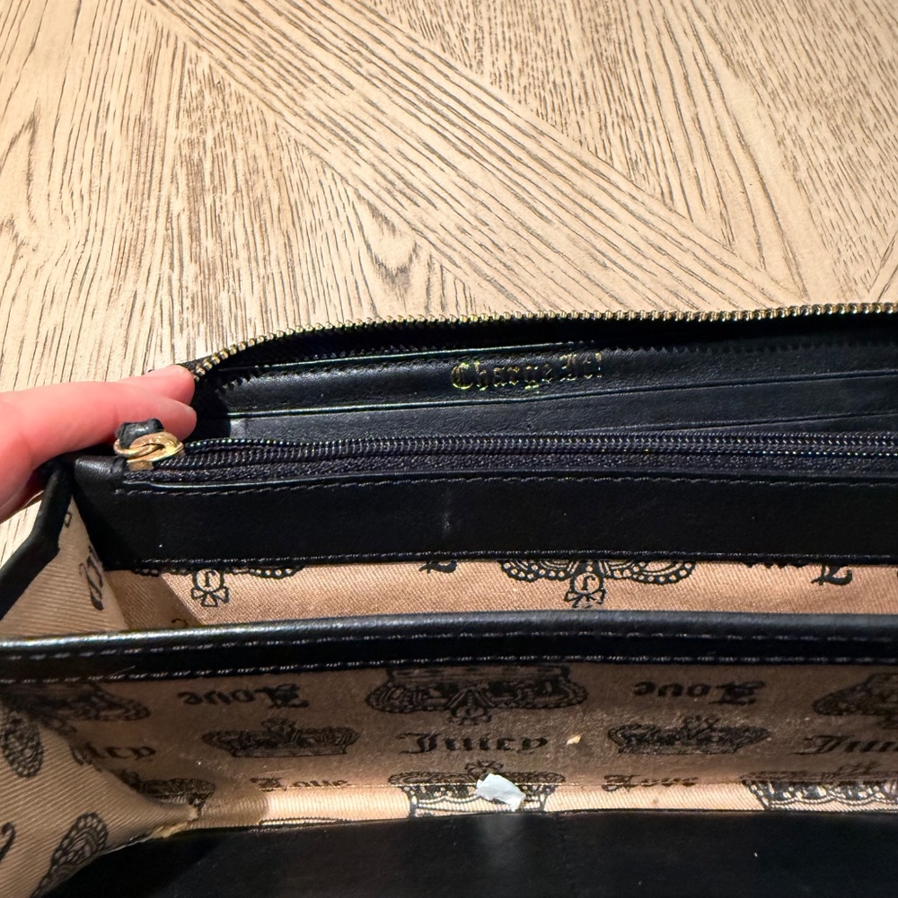 Vintage Juicy Couture Wallet Black Crown Velour Scottie Long Y2K Card ID 8" x 4" - Picture 6 of 8